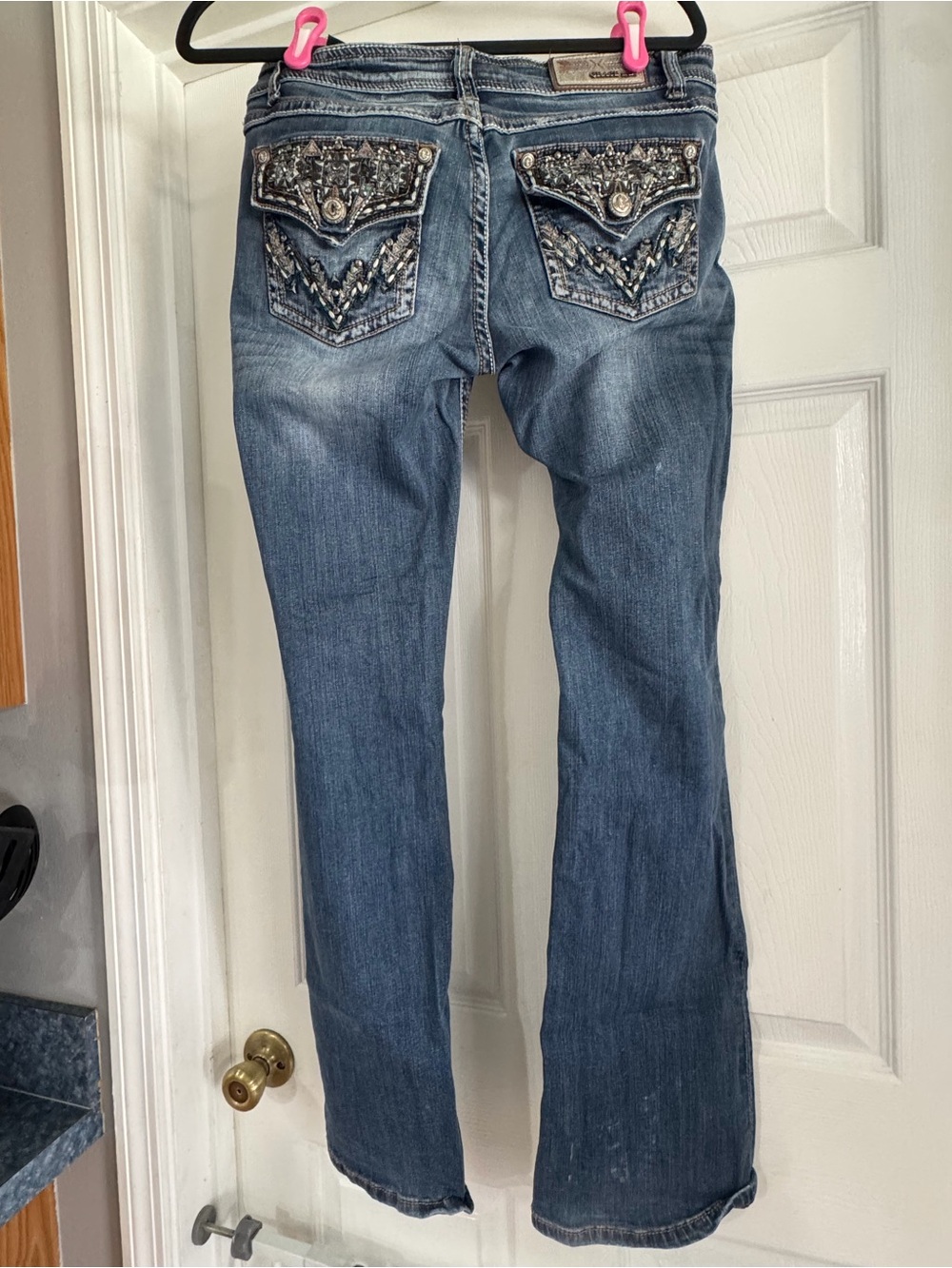 Grace Blue Bootcut Jeans with Embellished Back Pockets